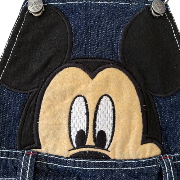 Vintage Disney Baby Mickey Mouse Denim Overalls 12M Snap Bottom Embroidered - Picture 4 of 9